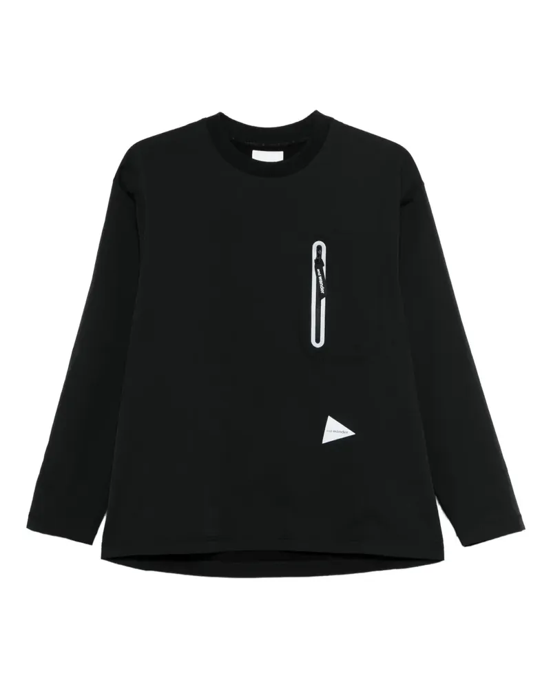and wander Hybrid Warm zip-pocket long-sleeved T-shirt - Schwarz Schwarz