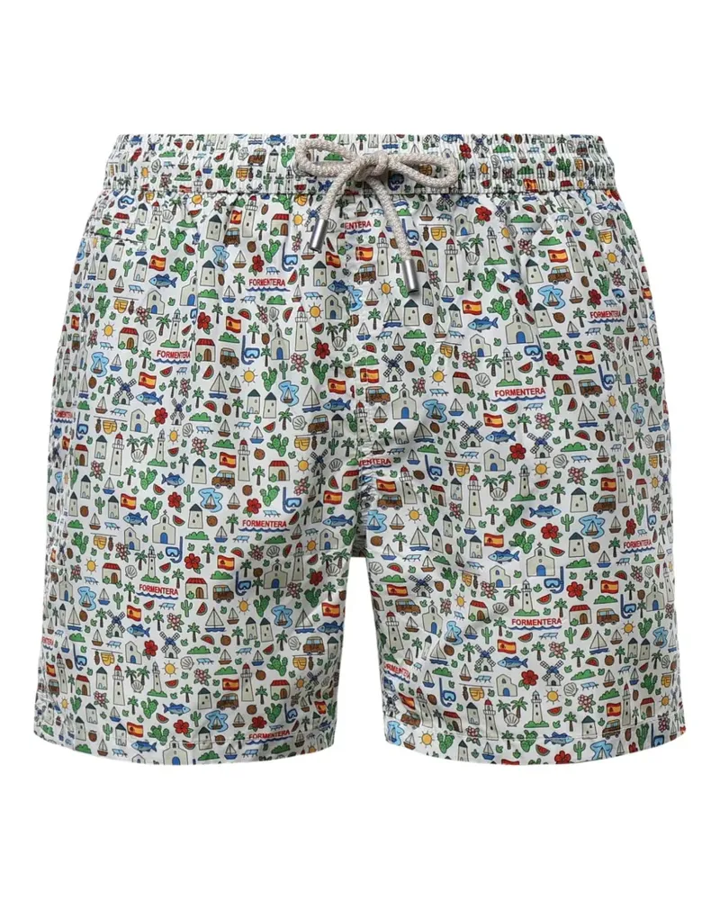 MC2 Saint Barth graphic-print swim shorts - Weiß Weiß