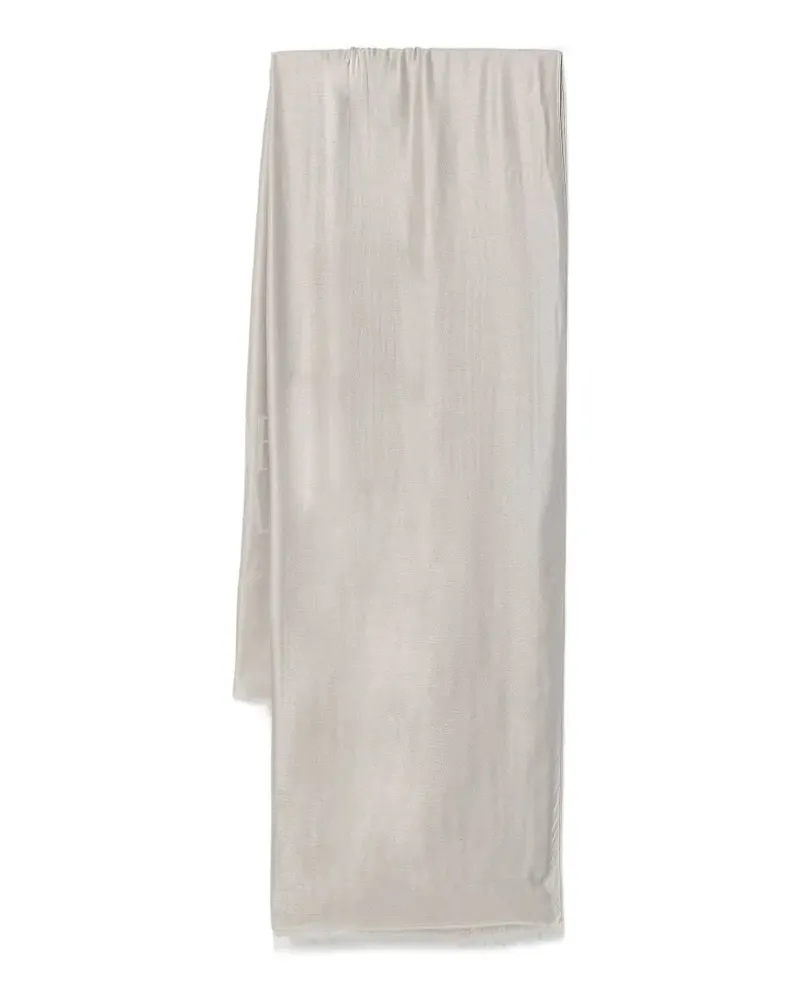 Emporio Armani logo-jacquard frayed-edge scarf - Nude Nude