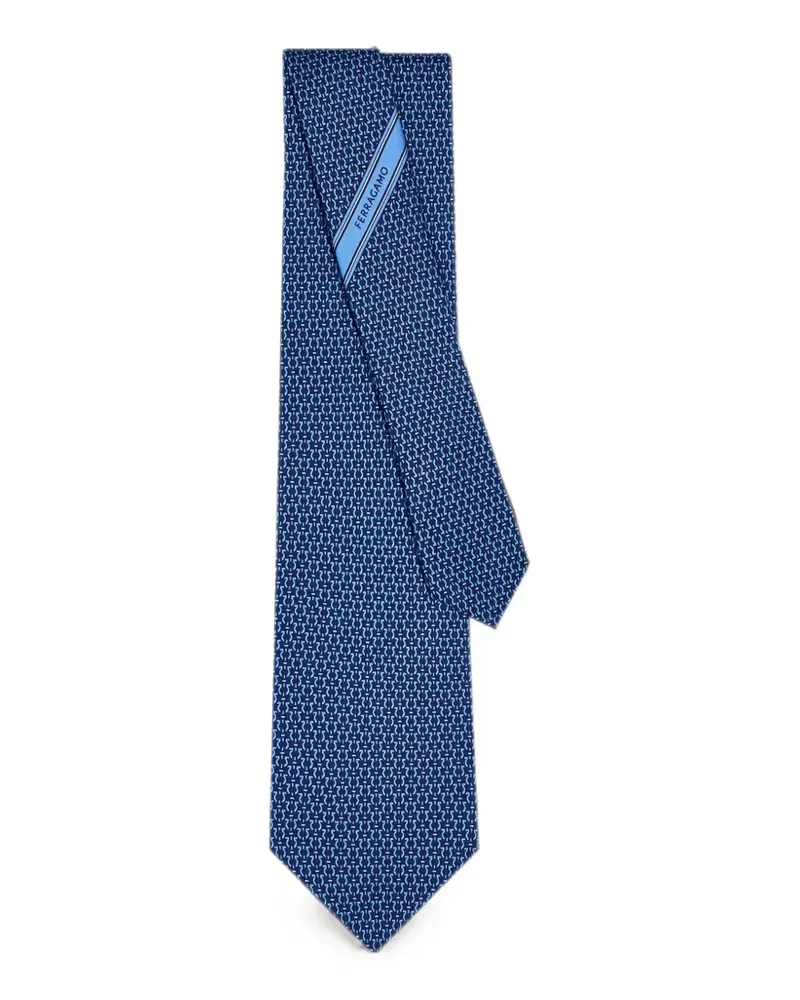 Ferragamo Gancini pattern tie - Blau Blau