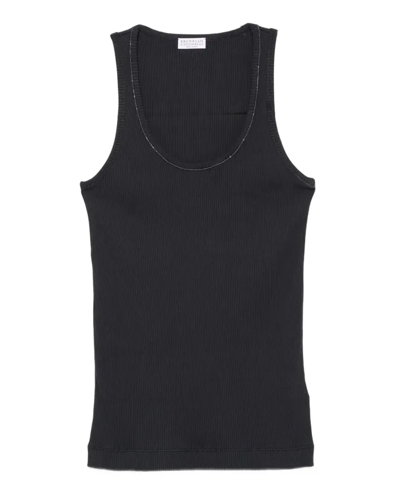 Brunello Cucinelli monili-trim ribbed tank top - Blau Blau