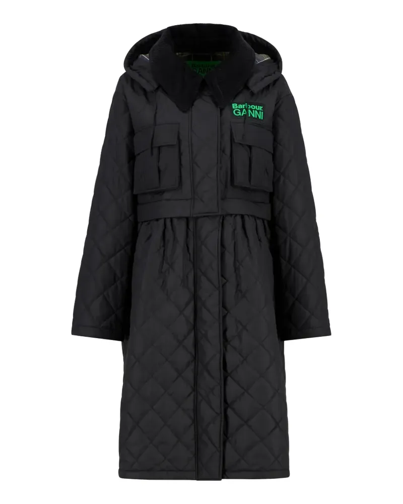 Ganni Gesteppter Mantel - Schwarz Schwarz