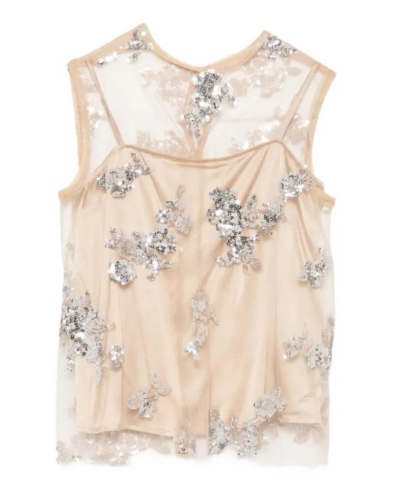 ottod’Ame floral-sequin blouse - Nude Nude