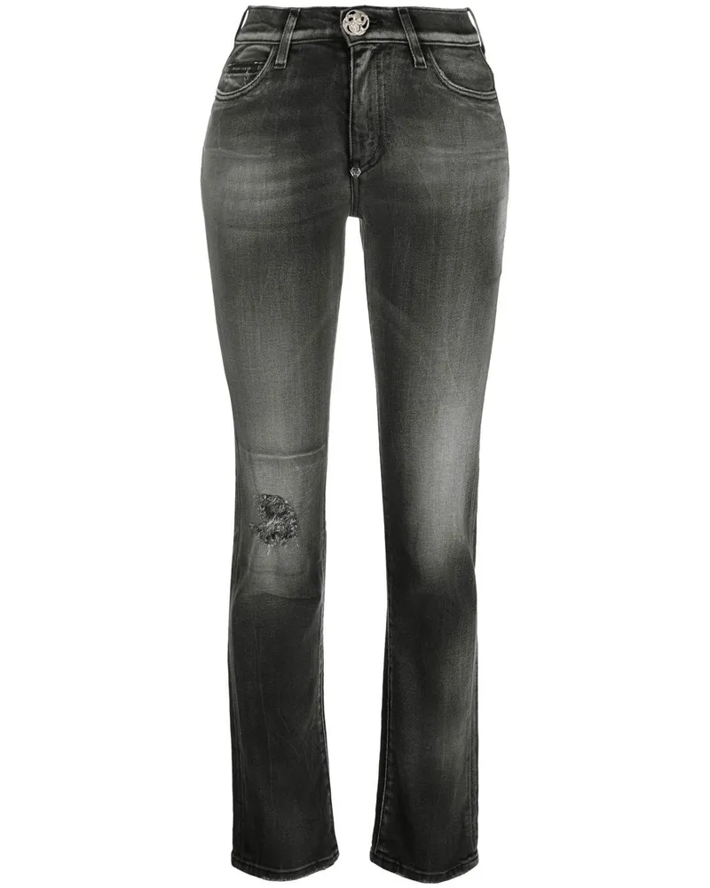 Philipp Plein Jeans mit Logo-Schild - Schwarz Schwarz
