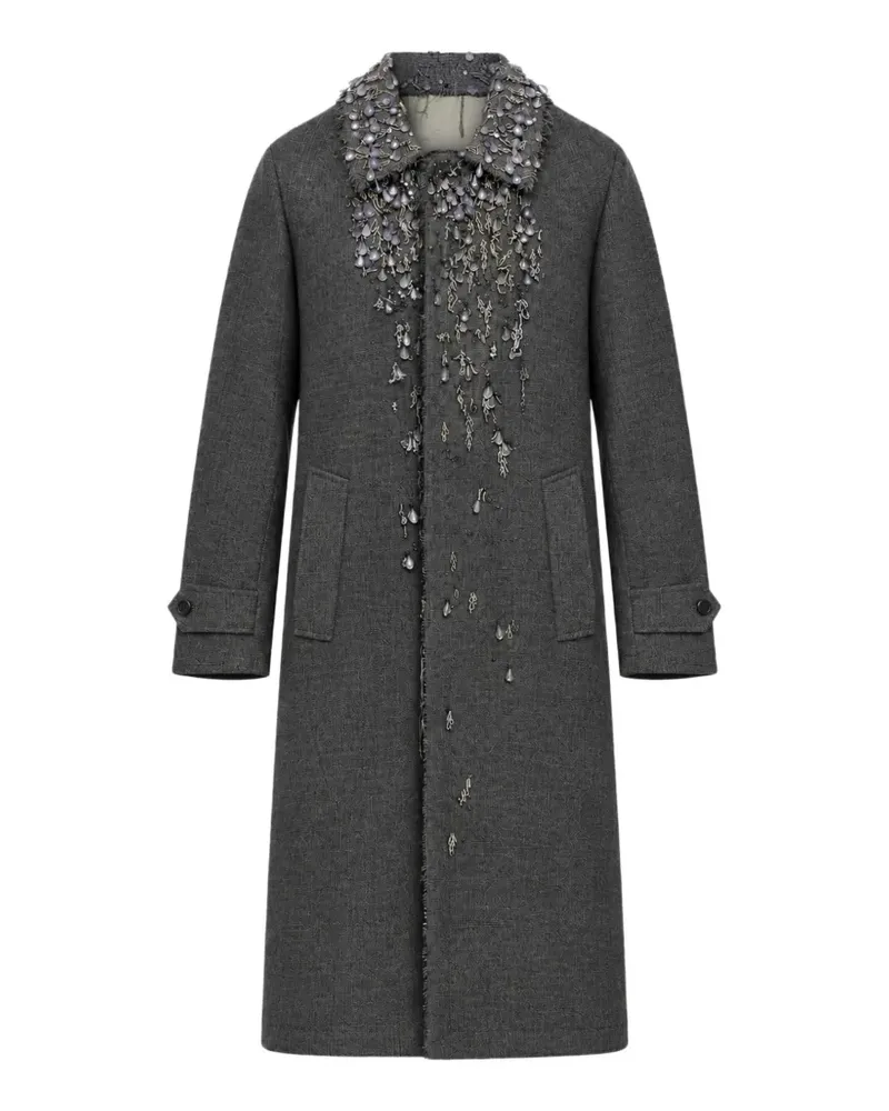 Prada Einreihiger Twill-Mantel mit Prince of Wales-Karo - Grau Grau