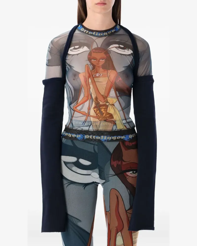 OTTOLINGER Julien Langarmshirt mit Mesh-Einsatz - Blau Blau