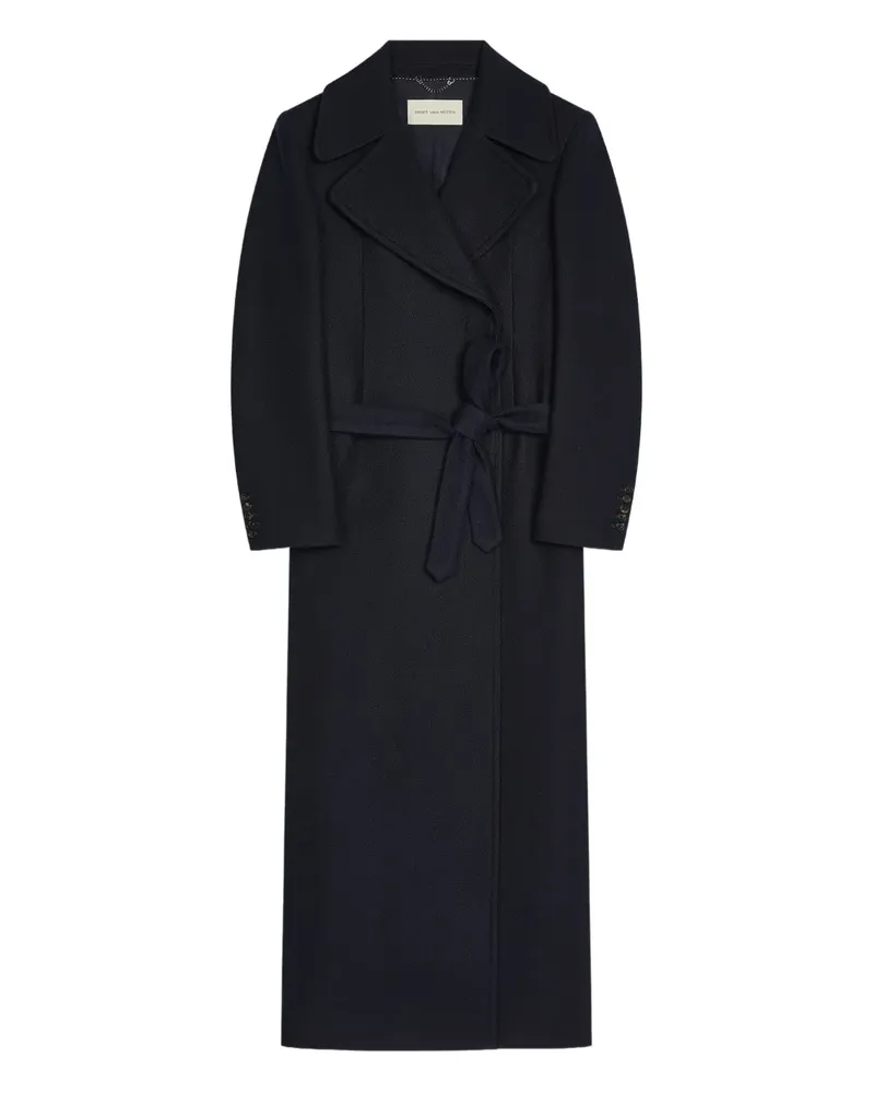 Dries van Noten Doppelreihiger Mantel mit Gürtel - Blau Blau
