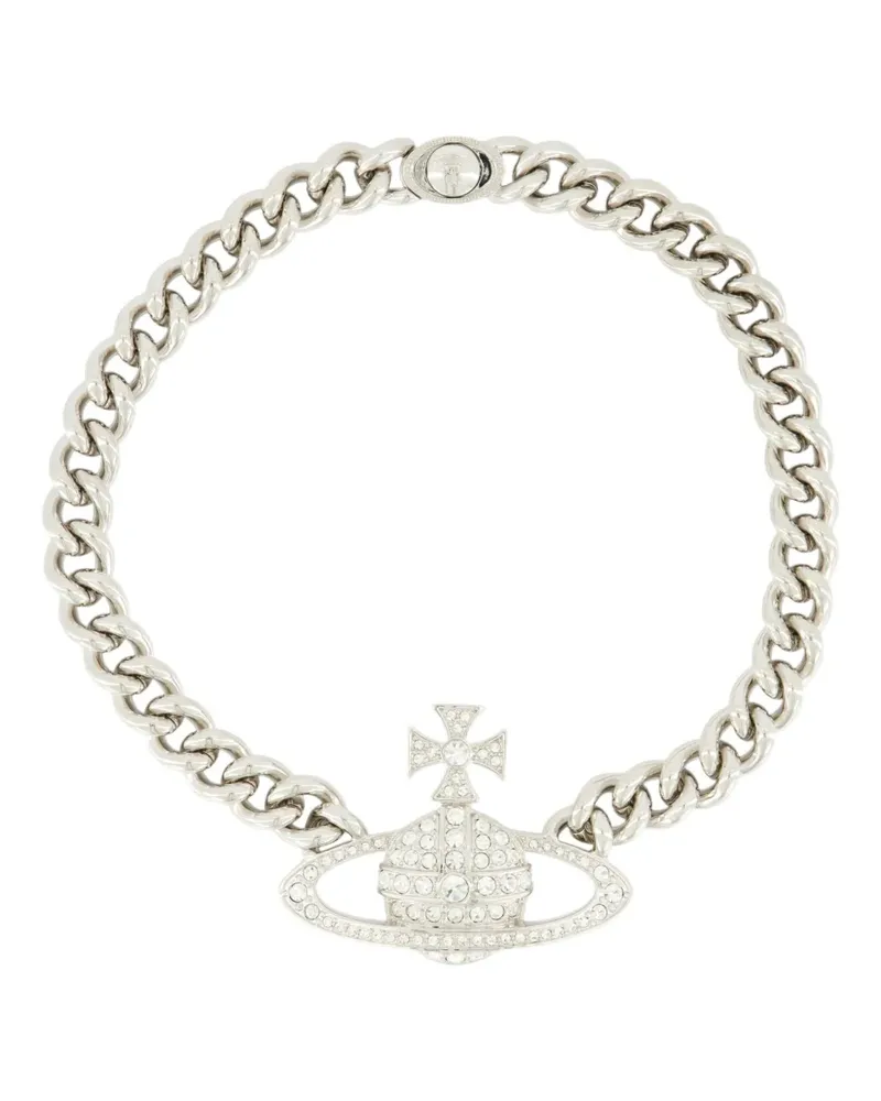 Vivienne Westwood Halskette mit kristallverziertem Anhänger - Silber Silber