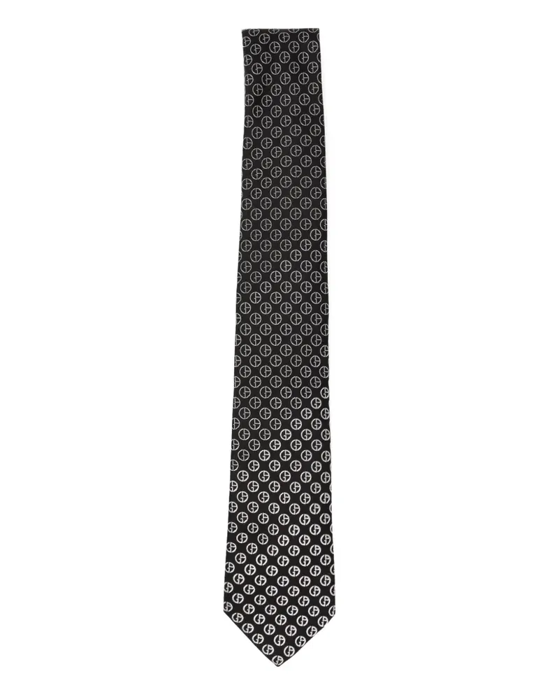 Giorgio Armani Seidenkrawatte mit Monogramm - Schwarz Schwarz