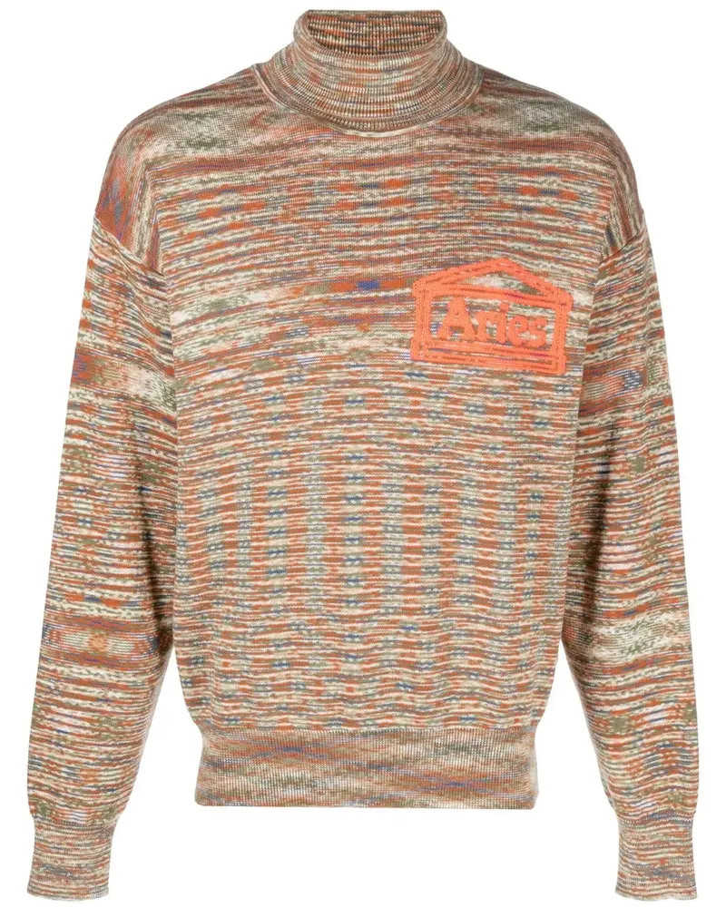 Aries Space Dye Rollkragenpullover - Nude Nude