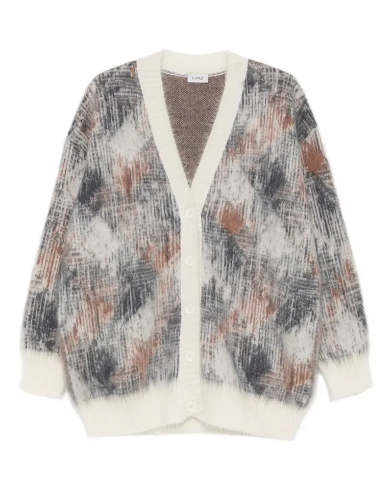 MRZ Cardigan mit abstraktem Muster - Weiß Weiß