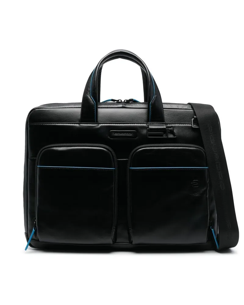 Piquadro Laptoptasche mit Logo-Prägung - Schwarz Schwarz