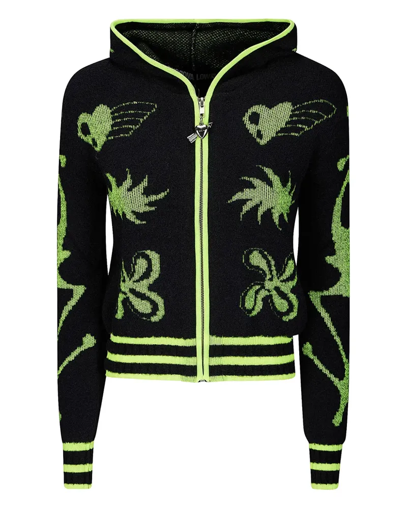 CHOPOVA LOWENA Hoodie mit neonfarbenem Cartoon-Print - Schwarz Schwarz