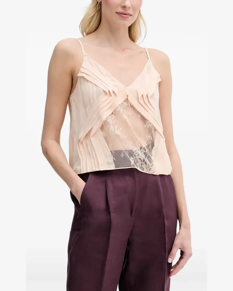 Sisley lace-insert pleated blouse - Nude Nude