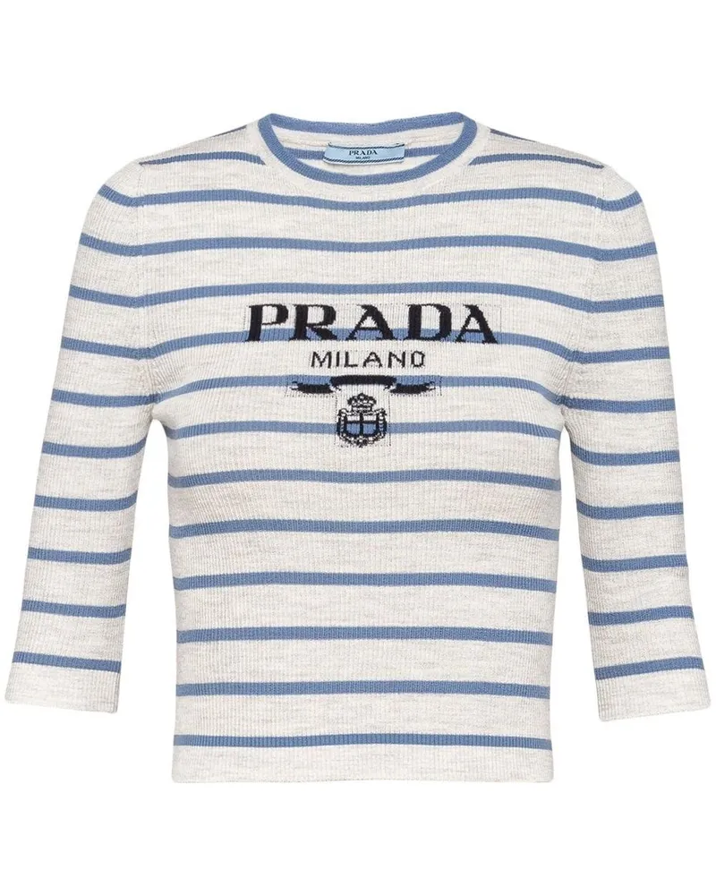 Prada Pullover mit Intarsien-Logo - Grau Grau