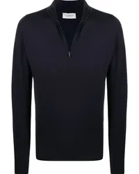 John Smedley Pullover mit kurzem Reißverschluss Blau