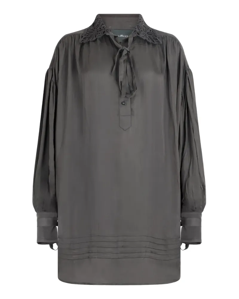 John Richmond Bluse mit Spitzenkragen und Schleifenkragen - Schwarz Schwarz