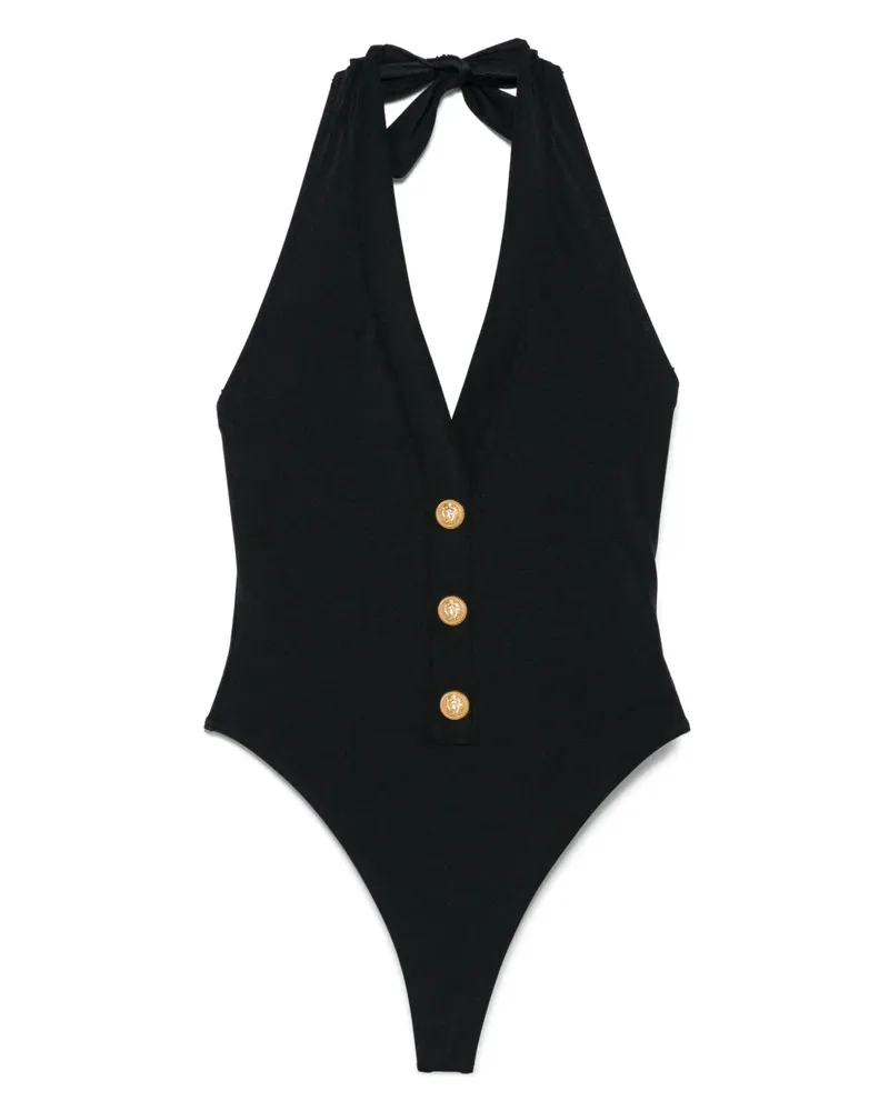 Balmain Badeanzug mit Knopfdetail - Schwarz Schwarz