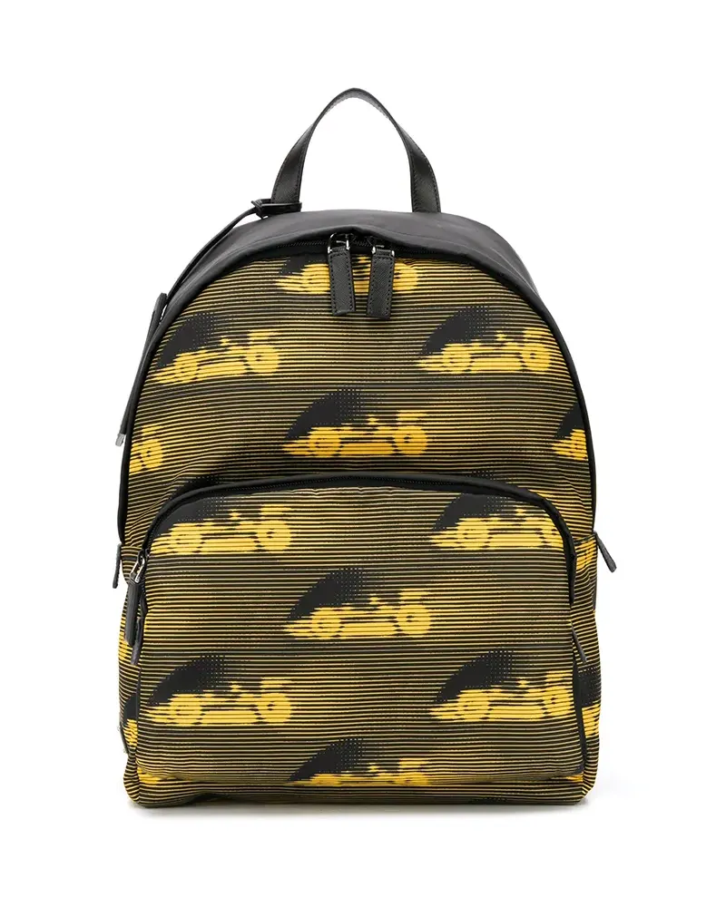Prada Rucksack mit Rennwagen-Print - Schwarz Schwarz