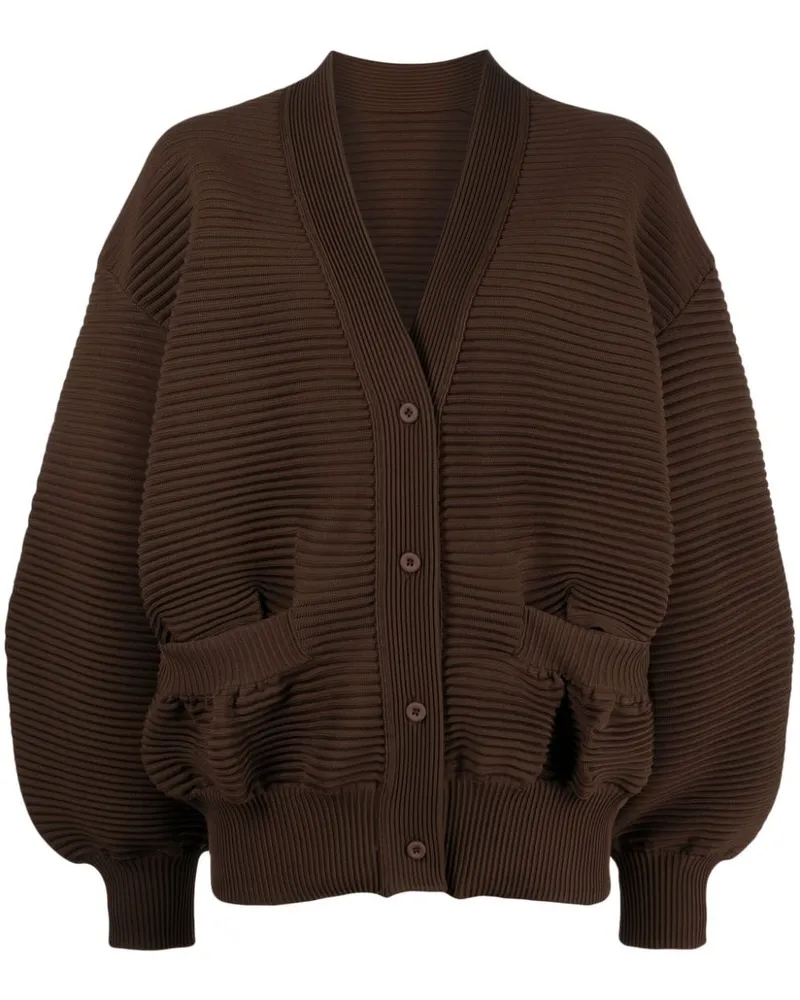 JNBY Gerippter Cardigan mit Ballonärmeln - Braun Braun
