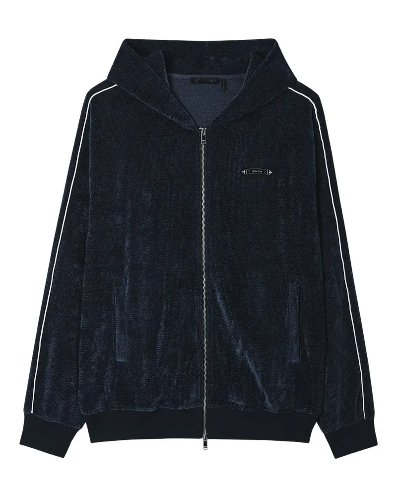FIVE CM stripe-detail zip-up hoodie - Blau Blau