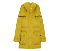 Daunenmantel aus Shearling mit Kapuze - Gelb