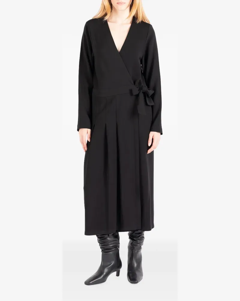 Société Anonyme pleated wrap-style midi dress - Schwarz Schwarz