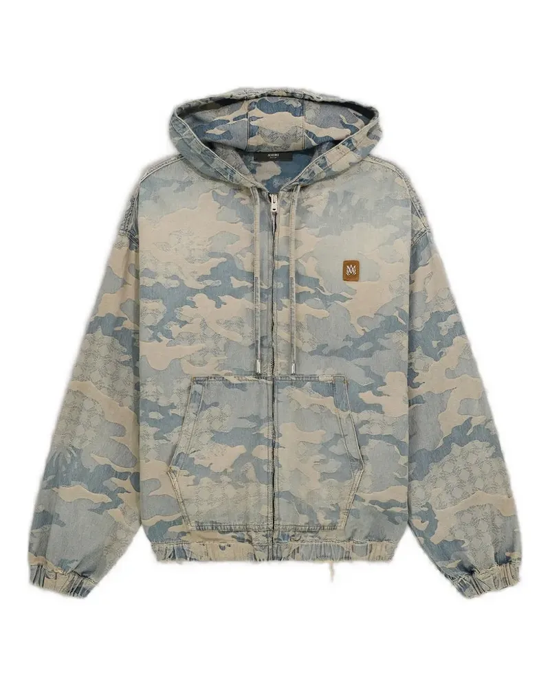 Amiri Hoodie aus Camo-Jacquard-Denim - Blau Blau