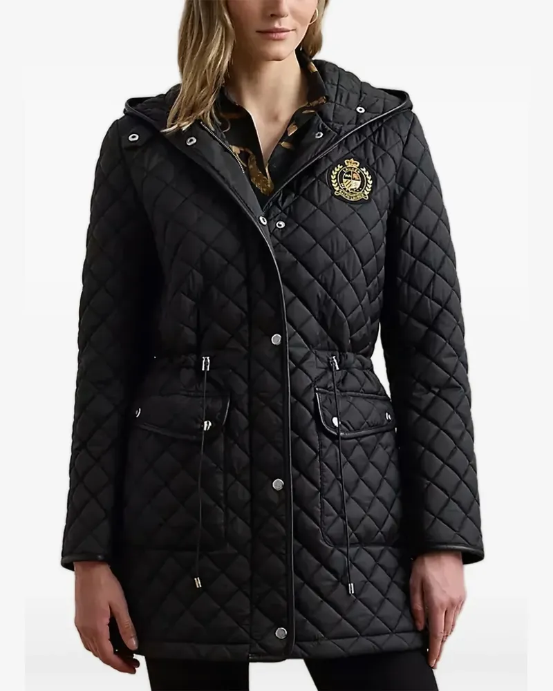Ralph Lauren crest-patch diamond-quilted hooded jacket - Schwarz Schwarz