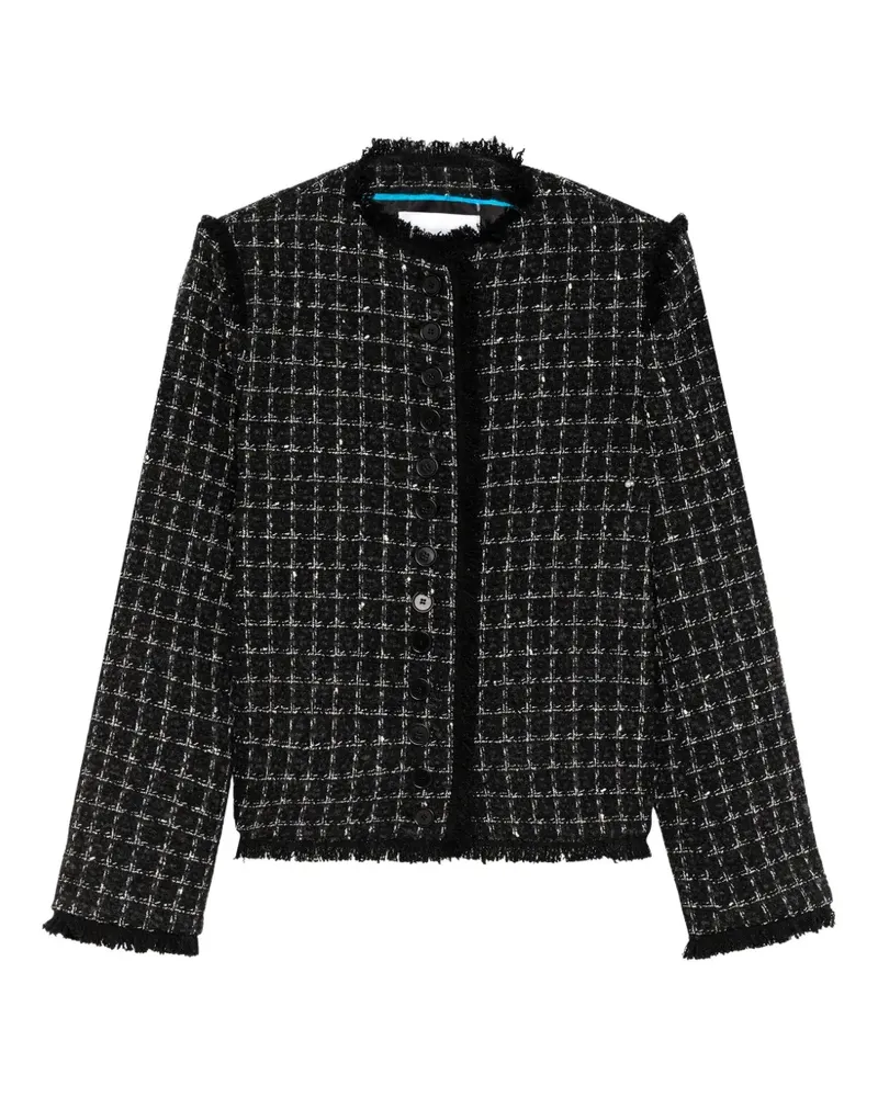 MSGM Ausgefranste Tweed-Jacke - Schwarz Schwarz
