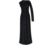One-Shoulder-Maxikleid mit Streifendetail - Schwarz
