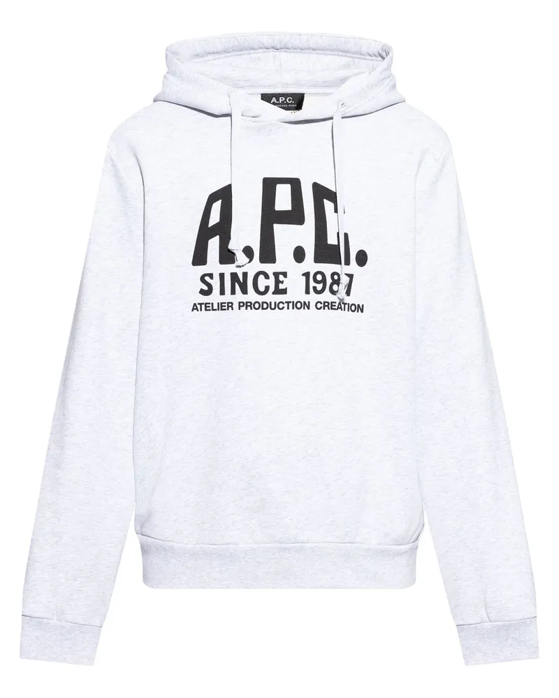 A.P.C. Hoodie mit Logo-Print - Weiß Weiß