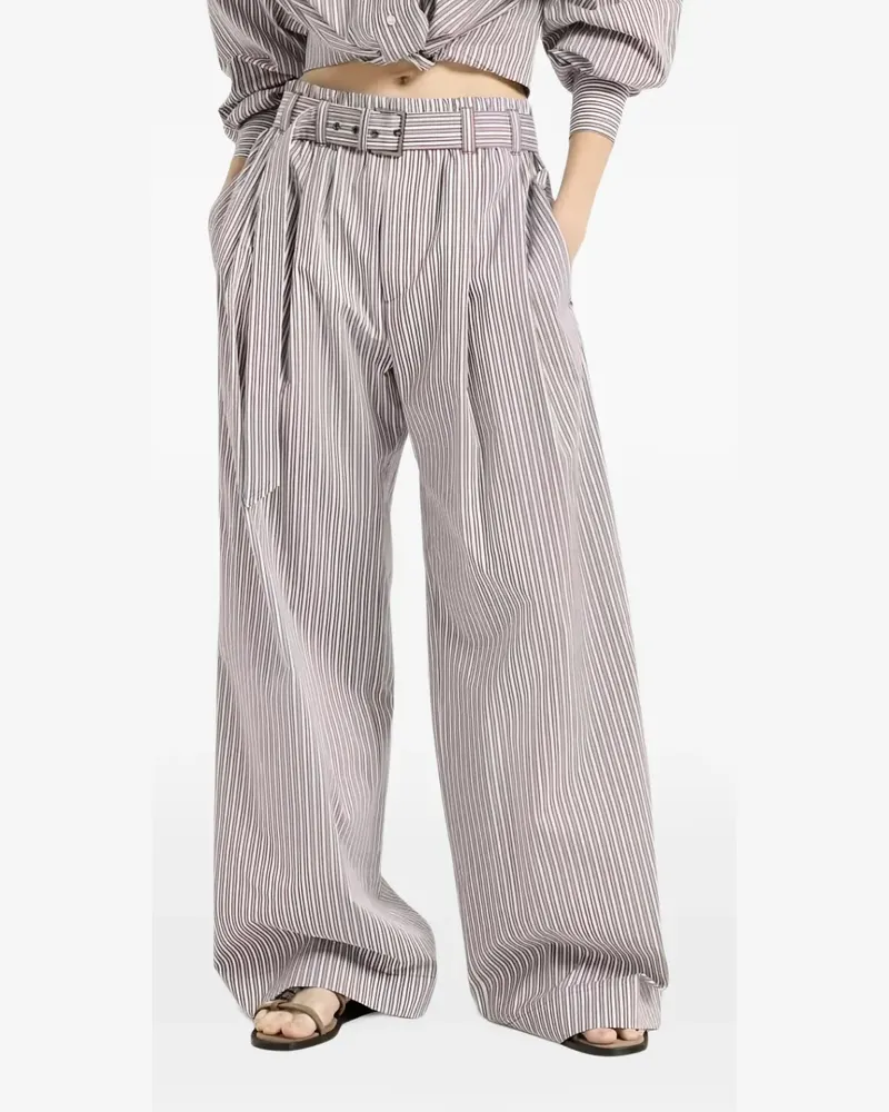 Brunello Cucinelli striped belted trousers - Weiß Weiß