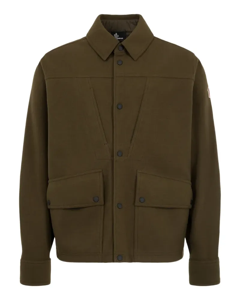 Moncler interlock logo-patch button-up shirt jacket - Grün Grün