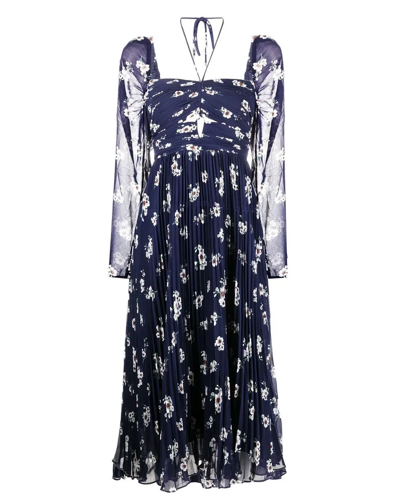 Self-Portrait Midikleid mit Print - Blau Blau