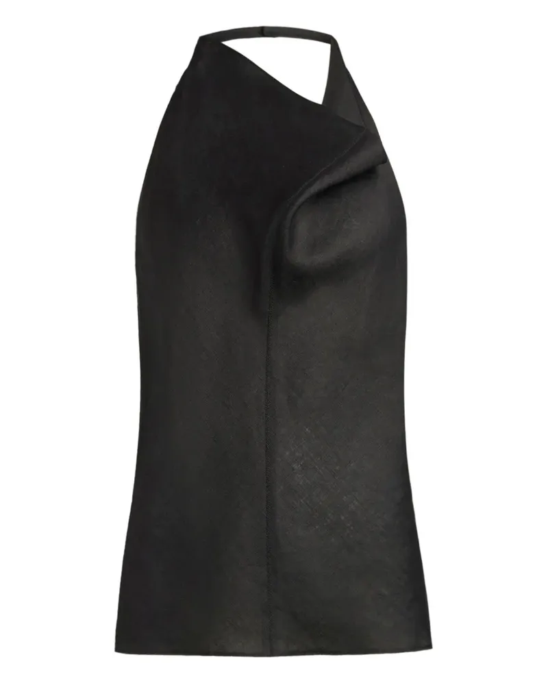 12 STOREEZ Neckholder-Bluse mit Wasserfallausschnitt - Schwarz Schwarz