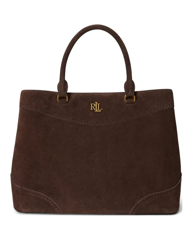 Ralph Lauren Große Marcy Satchel-Tasche aus Wildleder - Braun Braun