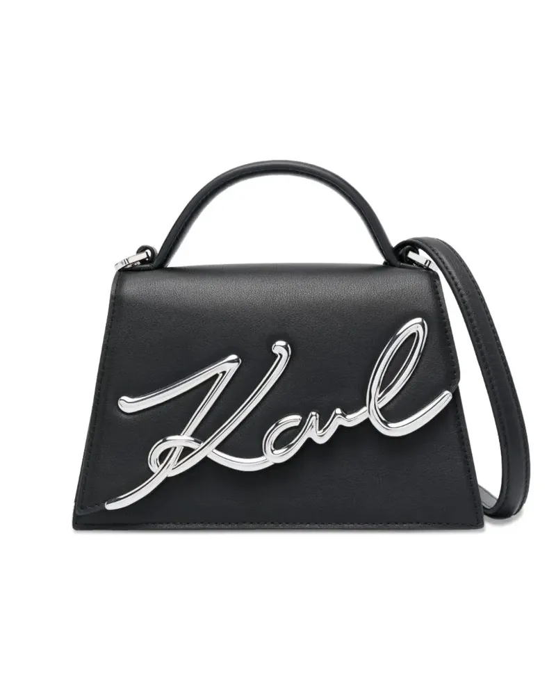 Karl Lagerfeld Signature Umhängetasche aus Leder - Schwarz Schwarz