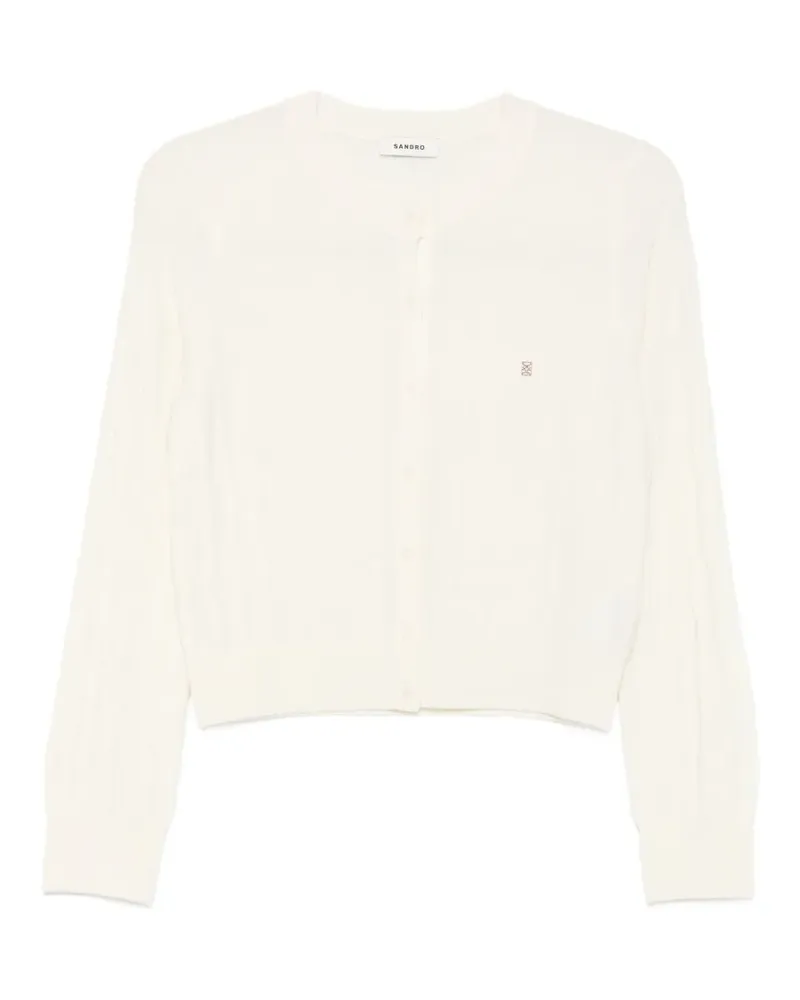 Sandro Karierter Cardigan mit rundem Ausschnitt - Nude Nude