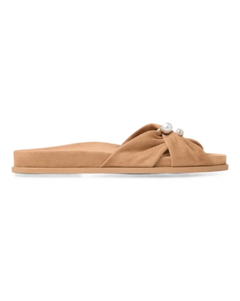Jimmy Choo Rafi Flat Sandalen mit Kunstperlen - Nude Nude