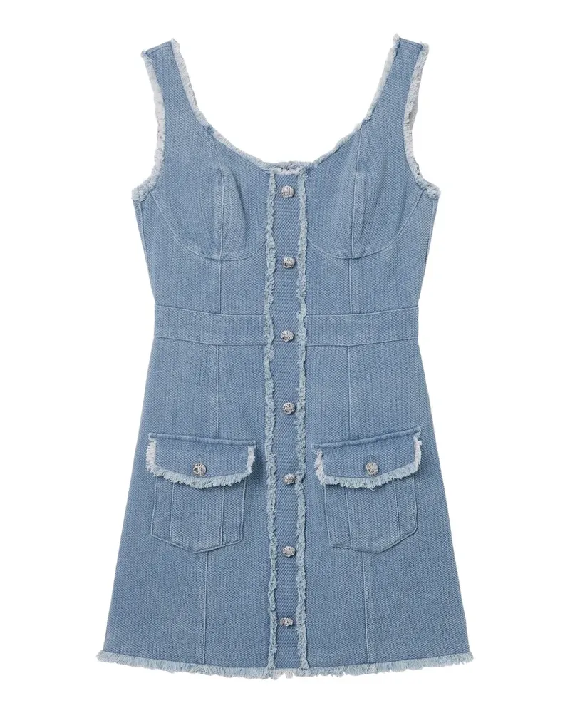 b+ab frayed-edge button-up mini dress - Blau Blau