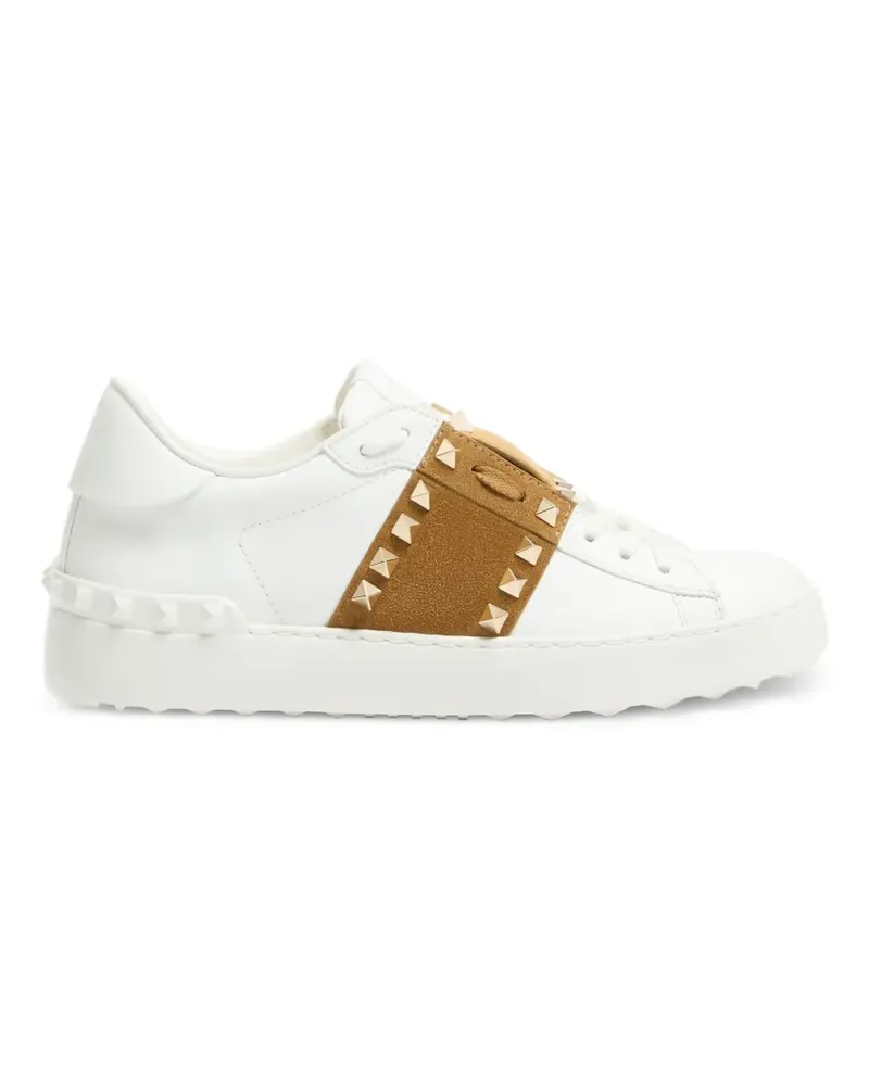 Valentino Garavani Rockstud Untitled Sneakers aus Kalbsleder mit Wildlederband - Weiß Weiß