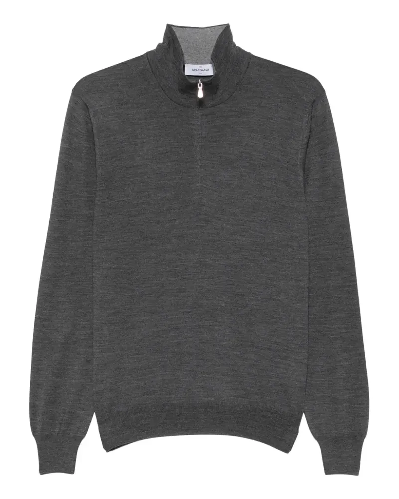 Gran Sasso Stehkragen-Pullover mit Viertelreißverschluss - Grau Grau