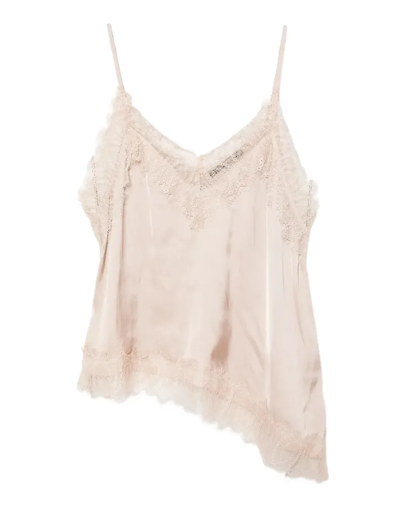 Luisa Cerano Asymmetrische Bluse mit Spitzenbesatz - Nude Nude