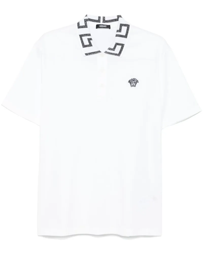 Versace Poloshirt mit Greca-Muster - Weiß Weiß