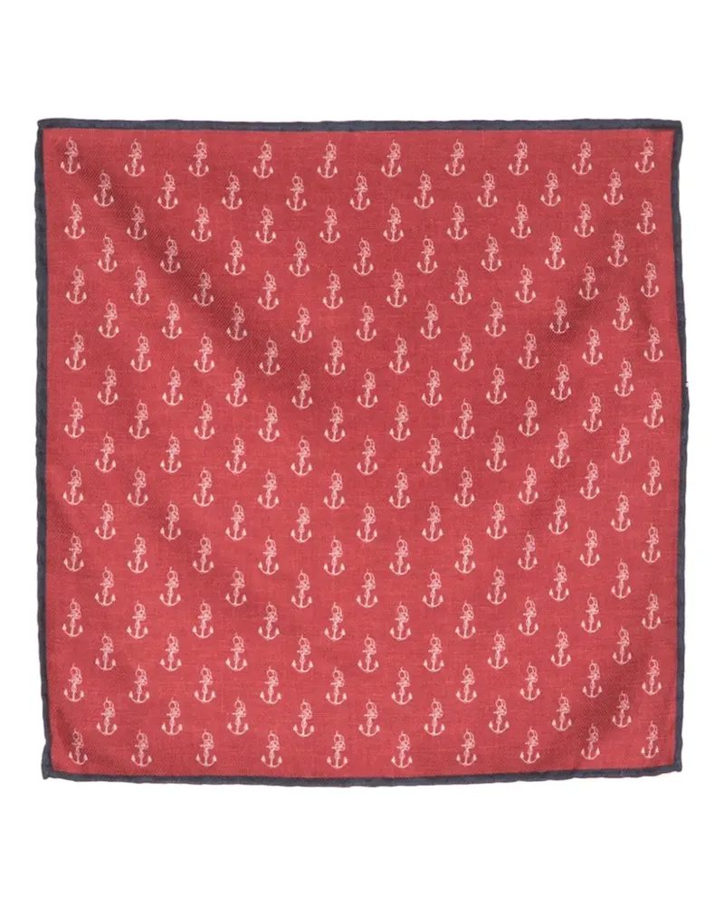 Brunello Cucinelli Seidenschal mit Ankerstickerei - Rot Rot