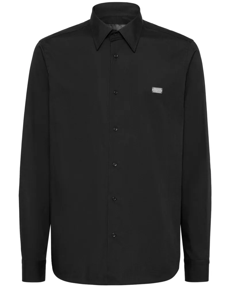 Philipp Plein Hemd mit Strass-Totenkopf - Schwarz Schwarz