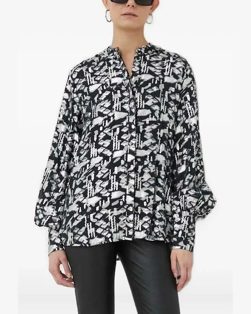 BRUUNS BAZAAR Bluse mit geometrischem Print - Weiß Weiß