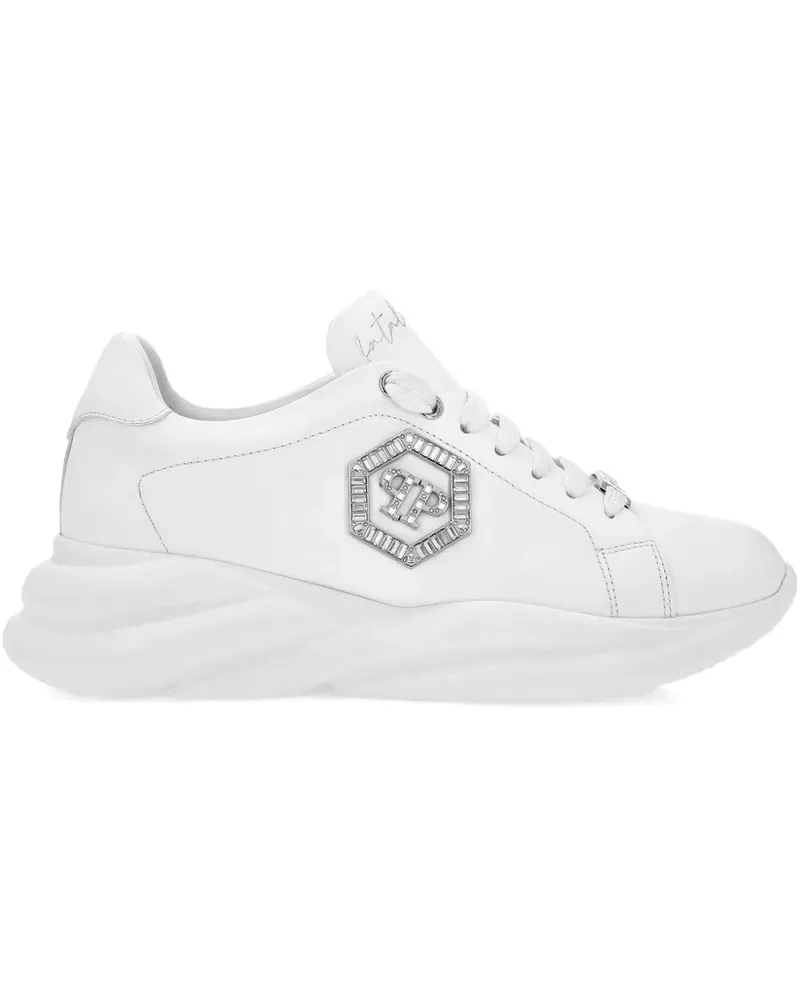 Philipp Plein Plateau-Sneakers mit Kristallen - Weiß Weiß
