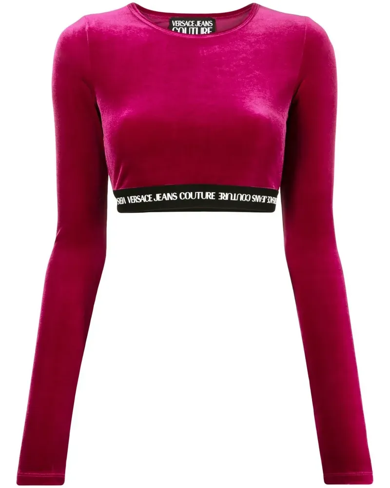 Versace Jeans Cropped-Oberteil mit Logo-Bund - Rot Rot
